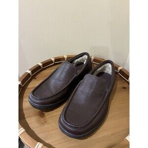 UGG AUSTRALIA Mens Size 8 Brown Leather Shearling  on Heal only Loafer 3232